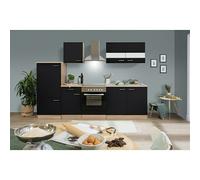 Cocina compacta Merle (Ancho: 270 cm, Negro, Con electrodomésticos, Volumen horno: 72 l)