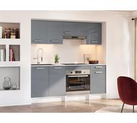 Cocina completa - Con encimera 180 cm - Gris brillante y Blanco - TRATTORIA
