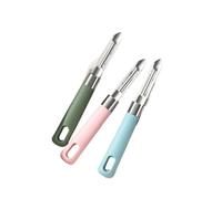 Cocina con cuchillo antideslizante for pelar patatas y frutas y verduras, cepillo de una palabra, herramienta for melón de acero inoxidable(Pink 3PCS)