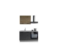 Cocina con electrodomésticos gilda 2.0 150cm izquierda madera y gris oscuro