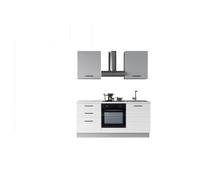 Cocina con electrodomésticos gilda 2.0 180cm derecha gris claro y madera gris