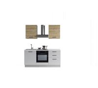 Cocina con electrodomésticos gilda 2.0 180cm izquierda madera y gris claro