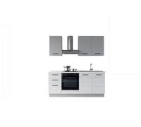 Cocina con electrodomésticos gilda 2.0 195cm derecha gris claro y madera gris