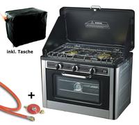Cocina de Gas 2 Llama Cocinilla Camping Con Horno Tapa Parrilla