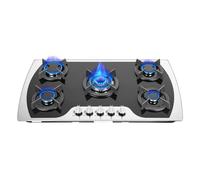 Cocina De Gas Butano Cocina De Gas Con 5 Fuegos, Acero inoxidable 5 Quemadores De Gas, Cocina De Camping, Autocaravana, Fogones Gas Para Cocinas (tipo 1 (90 x 51 x 15 cm)