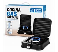 Cocina de Gas Butano HUMPTI - Hornillo Gas Butano, Fogones de Gas Butano, Camping Gas, 1 Quemador, Portátil, Potencia Ajustable 2.2kW, Compatible Butano y Propano, Compacta y Ligera para Exterior