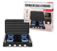Cocina de Gas Butano HUMPTI - Hornillo Gas Butano, Fogones de Gas Butano, Camping Gas, 4 Quemadores, Portátil, Potencia Ajustable 8.8kW, Compatible Butano y Propano, Compacta y Ligera para Exterior