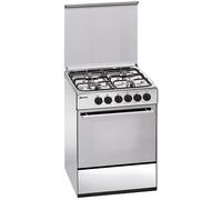Cocina de gas butano/propano de 4 zonas E 602 X + horno eléctrico de 55 l (acero inoxidable) - MEIRELES