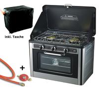 Cocina De Gas De 2 Fogones Para Acampar Con Horno Y Tapa Parrilla De Gas