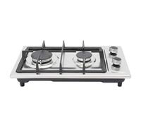Cocina de gas de 2 quemadores, cocina de gas, portátil, de propano negro y plata, 51 x 31 cm, para exteriores, incluye manguera de gas y boquillas para caravanas, pícnic y cocina al aire libre
