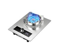 Cocina de gas de 5,2 kW, quemador de wok con anillo de fuego de 9 cavidades, encimera de vidrio templado, protección contra llamas y temporizador para cocinar en casa