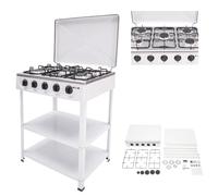 Cocina de gas de 5 fuegos con soporte para patas de apoyo y cubierta de bloqueo de viento, estufa de gas independiente, estufa de gas natural, para camping, autocaravana, cocina al aire libre