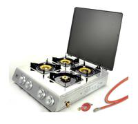 Cocina De Gas De Acero Inoxidable 4 Fuegos 12 KW Con Tapa Cocina De Camping WOK