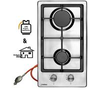 Cocina De Gas Phönix Domino-S Inox 2 Fuegos Incl. Manguera De Gas-Regulador