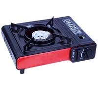 Cocina de Gas Portátil 2900W- Hornillo de Camping con Encendido Piezoeléctrico, Sistema de Seguridad Doble - Ideal para Picnic, Acampada y Emergencias (Rojo+Negro)