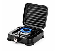 Cocina de gas portátil de 1 fuego para camping y exterior, hornillo de gas compatible con butano y propano, llama ajustable, 2.2 kW, tapa extraíble y fácil limpieza. (1 FUEGO)