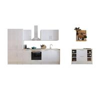 Cocina de isla Anton (Ancho: 310 cm, Blanco, Con electrodomésticos)