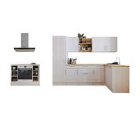 Cocina de isla Anton con fuego (An x L: 280 x 172 cm, Blanco, Con electrodomésticos)