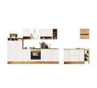 Cocina de isla Hilde (Ancho: 310 cm, Blanco, Con electrodomésticos)