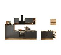 Cocina de isla Hilde (Ancho: 310 cm, Gris, Con electrodomésticos)