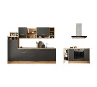 Cocina de isla Hilde con fuego (Ancho: 280 cm, Gris, Con electrodomésticos)