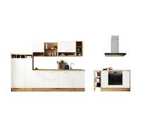 Cocina de isla Hilde con fuego (Ancho: 310 cm, Blanco, Con electrodomésticos)