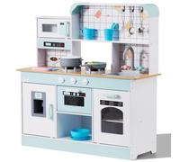 VEVOR Cocina para niños, Juego de cocina para niños pequeños de madera con luces, sonido, máquina de hielo, horno, fregadero, microondas, refrigerador, utensilios, accesorios, para niños de 3 a 8 años