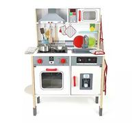 Cocina de juguete premium de madera con luces y sonidos.