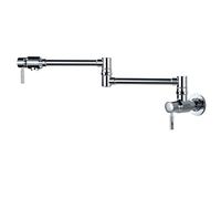 Cocina de latón 360 ° Grifo de Relleno de Olla Plegable giratoria con Brazos de Doble articulación de la articulación, Grifo de Fregadero de Cocina fría montada en la Pared con 2 manijas, Cromo