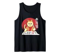 Cocina de Sushi para Gatos con Puesta de Sol Japonesa Camiseta sin Mangas