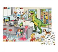 Cocina Dino Desastre Puzzle De Madera Impermeable Puzzles De 1000 Piezas Regalos para Adultos Colorido Rompecabezas Juegos Educativos