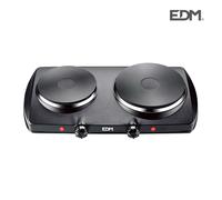 Cocina electrica negra 1400w 2 fuegos ce/a13 46,5x26x8,5cm edm