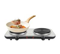 Cocina Eléctrica Portátil, Uten Hornillo Eléctrica Portátil 2 Fuegos, Temperatura Ajustable, Fácil de Limpiar, Ideal para Uso en la Cocina y Camping, 2000 W