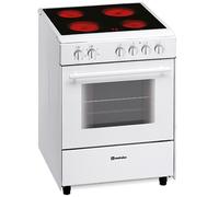 Cocina eléctrica vitrocerámica de 4 zonas E604W.1 + horno eléctrico de 55L (blanco) - MEIRELES