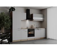 Cocina Empotrada De Roble Serrado Blanca Merle 280 CM Gran Nevera Respekta