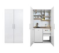 Cocina en armario Peter (Ancho: 104 cm, Blanco, Con placa vitrocerámica)