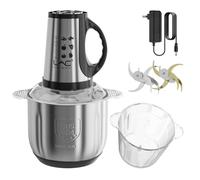 Cocina en la caja Procesadores de alimentos,vidrio 2L y cuencos de acero inoxidable,400W&chopper de alimentos eléctricos de 3 velocidades,cuchillas de acero inoxidable 304 de dos niveles para verduras