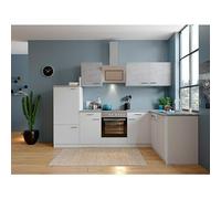 Cocina esquinera (An x Pr x Al: 280 x 172 x 200 cm, Blanco, Gris, Con electrodomésticos)