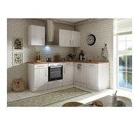 Cocina esquinera Anton (An x Pr: 220 x 172 cm, Blanco, Con electrodomésticos)