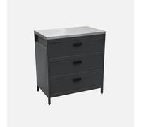 Cocina exterior de acero 3 cajones, 80cm, Naxos, Negro, 80x51x87.5 cm | Naxos