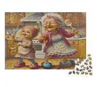 Cocina Familiar Rompecabezas de 1000 Piezas para Hombres Mujeres Adultos Abuela y Niño Cocinando Felices Juntos Premium Robusto Vibrante Desafiante Alivio de Estrés 38x26cm/1000pzs