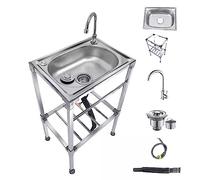 Cocina Fregadero Exterior Fregadero Portatil Camping con Grifo Y Soporte Fregadero De Acero Inoxidable Fácil De Instalar Y Limpiar Fregadero Pequeño para Tiendas Restaurantes Pila Lavadero (Size : 53