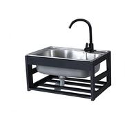 Cocina fregadero fregadero cocina fregadero cocina 1 seno con escurridor fregadero de cocina 1 seno fregadero seno exterior escurridor de fregadero de cocina fregadero de acero inoxidable ( Color : Si
