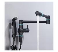 Cocina Grifo Pot Relleno Tap Montado Single Frío Negro Rotación Plegable Spout con pistola de pulverización Níquel cromo, Uso eficiente del agua(Style 2 black)
