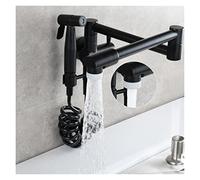 Cocina Grifo Pot Relleno Tap Montado Single Frío Negro Rotación Plegable Spout con pistola de pulverización Níquel cromo, Uso eficiente del agua(Style 5 black)