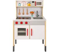 Cocina Infantil de Madera Woomax Eléctrica, 59,5x30x94,5 Cm, Madera Natural