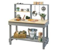 Cocina infantil Mud Starter (80 x 40 x 90 cm, Madera, Natural/Gris nublado)