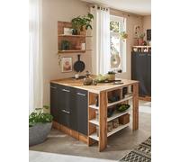 Cocina Kücheninsel Hilde 150CM Con Estante Colgante Gris respekta