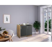 Cocina Mini Cocina Individual Cocina Pequeña Despensa Roble Gris Levin 100 CM