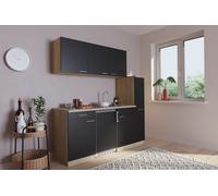 Cocina Mini Cocina Individual Cocina Pequeña Roble Negro Luis 180CM respekta